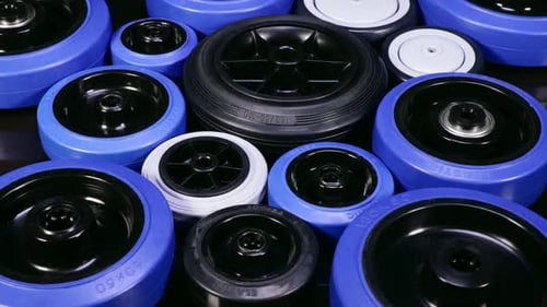 Industrial Wheels in Various Sizes, Blue and Black