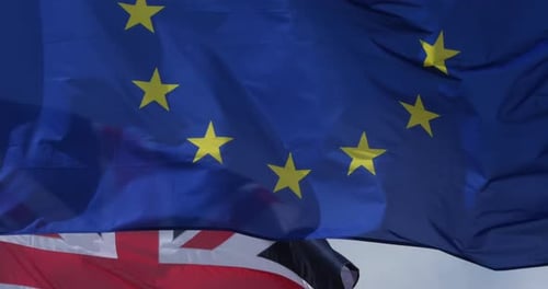 Flags of the European Union and United Kingdom