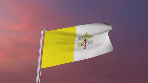 Vatican City Flag Waving in Wind Loop