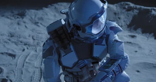 Astronaut Checking His Surroundings on Moon