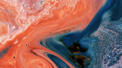 Abstract Coral and Teal Paint Swirls