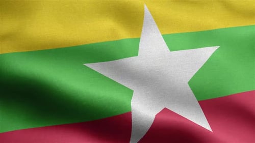 Myanmar Flag Seamless Closeup Waving Animation