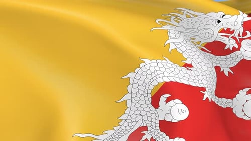 Realistic Waving Flag of Bhutan Loop Animation