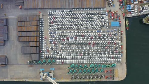 Parking of Imported Cars in the Port Waiting for Customs Clearance