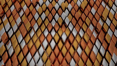 Abstract Gold Silver and Bronze Diamond Rhombus Metal Shape Tiles - 4K