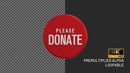 Donation Please Donate Rotating Looping Badge with Alpha Channel