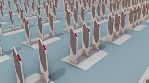A Lot Of Security Gates In A Row 4K