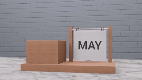 Animated Desk Calendar Flipping Through Months