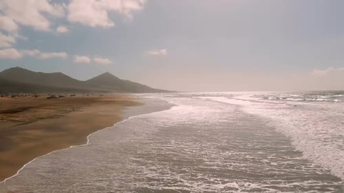 Aerial view of beautiful Cofete beach at the sunset - Fuerteventura