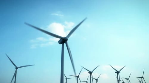 Stromerzeugende Windturbinen drehen sich um. Animation in Endlosschleife.
HD