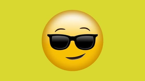 Animated Cool Emoji with Sunglasses Winking