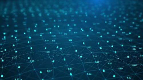 Digital Cyberspace with Particles and Data Network Connections protection