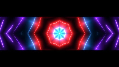 Abstract Neon Geometric Kaleidoscope Patterns