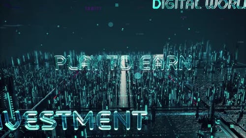 Futuristic Blockchain and Metaverse Technology Text Reveal