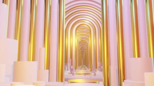 Abstract Scene Pastel Color With Geometry Tunnel 03 HD