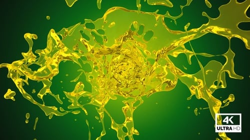 Dynamic Yellow Liquid Splash Transition with Alpha Channel