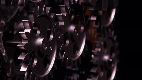 Rotating Gears Mechanical Technology Close Up