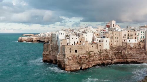 Aerial view of Polignano a mare, Italy