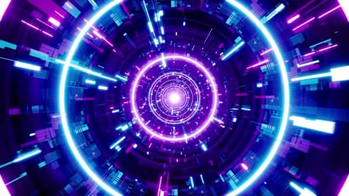 Futuristic Neon Tunnel Hyperspace Journey Loop Background