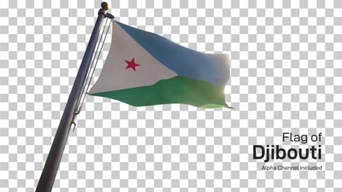 Realistic Waving Djibouti Flag Animation on Transparent Background