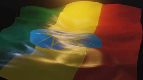 Ethiopian Flag Waving Realistic Loop Animation