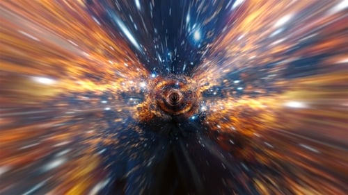 Futuristic Hyperspace Wormhole Journey Through Star Tunnel Background