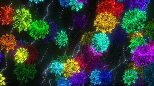 Vibrant Abstract Glowing Forms Flowing Particle Background