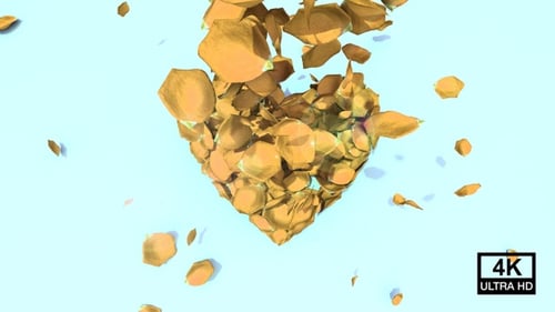 Golden Petals Forming a Heart Love Animation