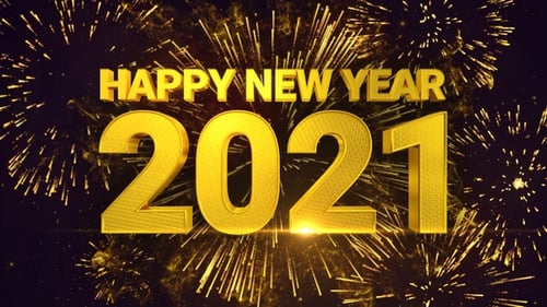 Golden New Year Countdown with Fireworks and Text