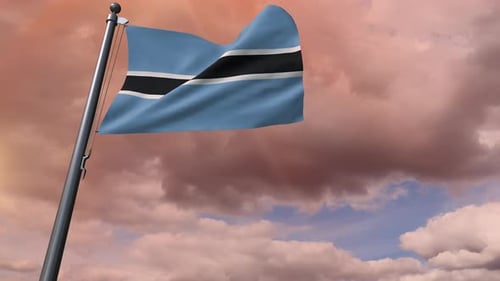 Botswana Flag Waving Against Cloudy Sky
