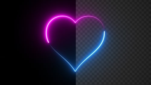 Abstract Blue and Pink Romantic Neon Glowing Light Animated Love Symbol Loop V1