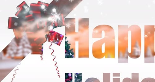 Illustration of christmas greeting with happy holidays message 4k