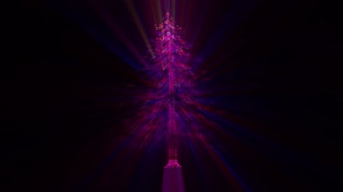Glowing Neon Christmas Tree and Ornaments Animation