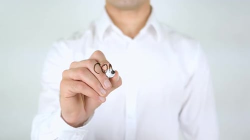 Man Writing Consulting Service Message on Glass