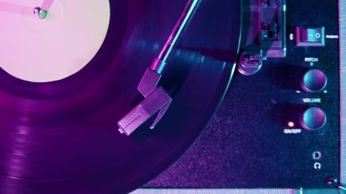 Record Player with Vinyl Record Spinning