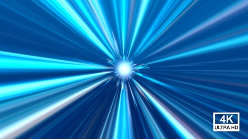 Dynamic Blue Light Rays Hyperspace Travel Animation