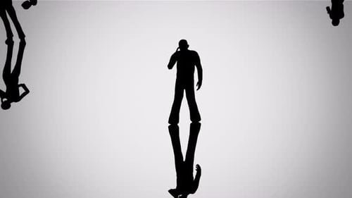 Silhouettes of a crowd of people perpetually using smartphones. Big city life.