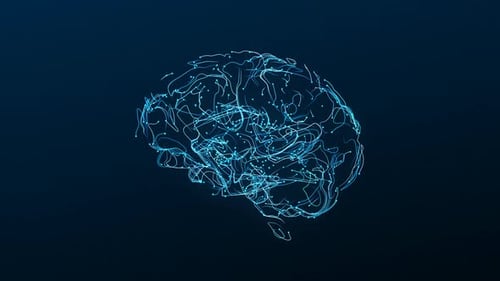 Digital Brain Animation with Glowing Neural Network