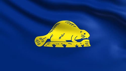 Waving Oregon State Flag Animation with Beaver Symbol