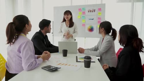 Business Team Receives a Presentation in Office