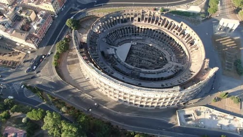 Aerial view of Colosseum, Rome, Italy - largest ancient amphitheatre ever built