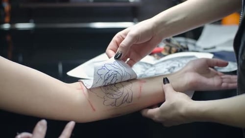 Floral Tattoo Design Transfer on Arm