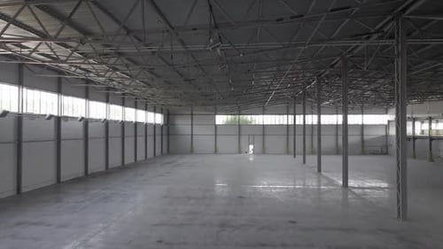 Modern Spacious Empty Large Warehouse Hangar