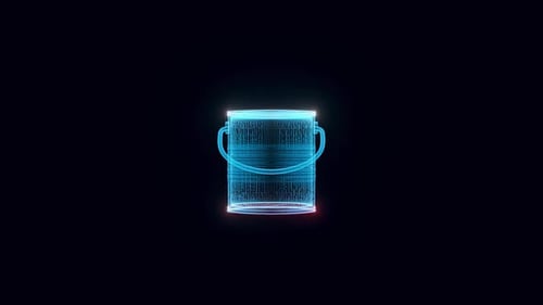 Futuristic Holographic Paint Bucket Wireframe Animation
