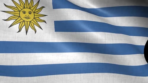 Realistic Uruguay National Flag Waving Motion Background