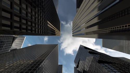 Business District with Office Buildings and Skyscrapers of Successful Companies