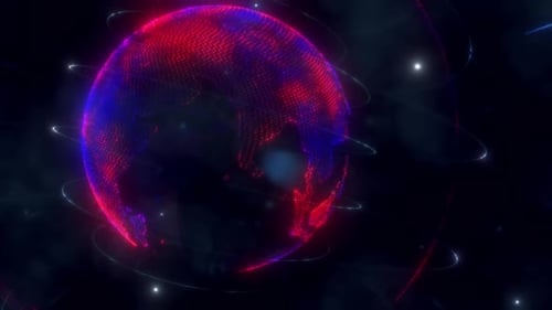 Glowing Digital Earth Globe with Data Network Animation