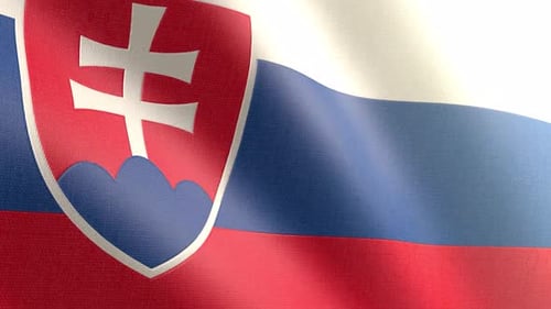 Slovakia National Flag Realistic Waving Animation