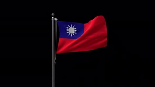 Realistic Taiwan Flag Waving Seamless Loop