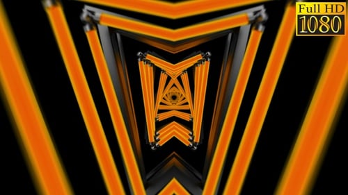 Dynamic Abstract Geometric Tunnel Loop Background with Neon Glow